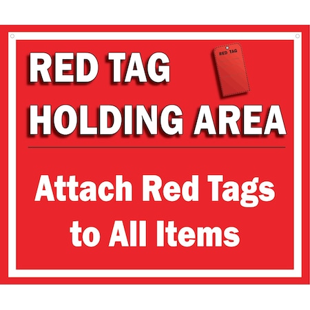 5S Supplies 5S Red Tag Area Sign Aluminum Hanging Sign V5 22in x 18in HS-REDTAG-V5